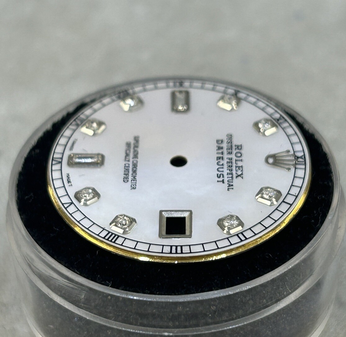 Rolex NonQuick Datejust Custom White MOP Baguette Diamond Dial For Model 1601