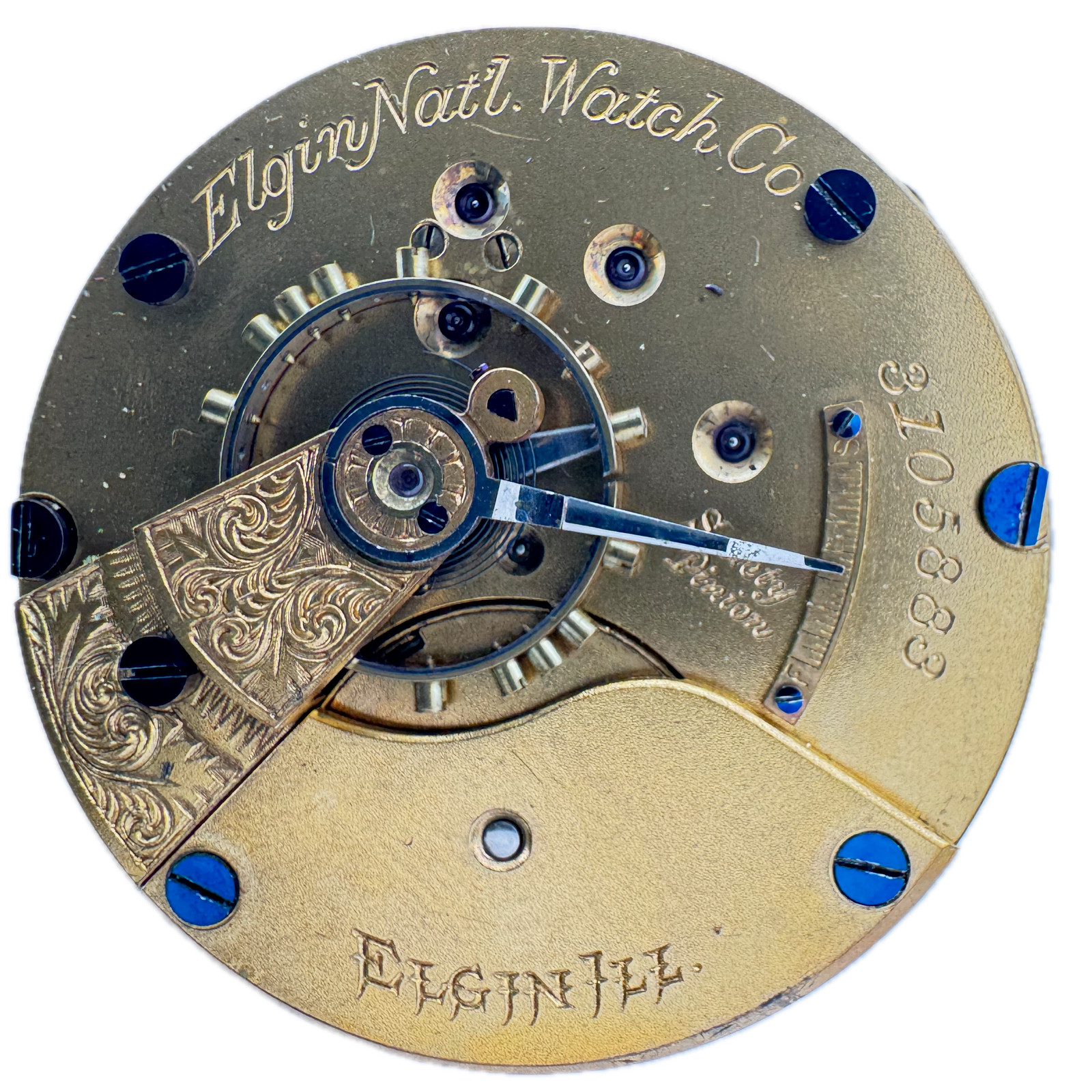 Antique 18s Elgin Single Sunk Dial Hunter Pocket Watch Movement 10 Gilt Finish