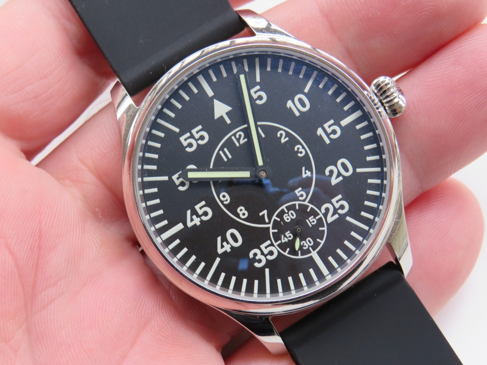 Custom made conversion men’s Arnex Pilot wristwatch Eta movement works well