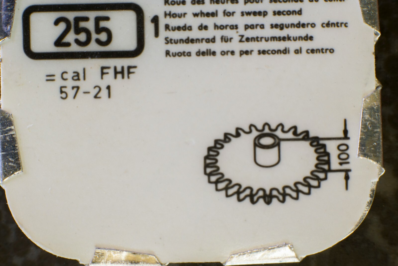 Fontainemelon Watch FHF Hour Wheel – 255 6 3/4 – 57 – For FHF Calibre 57 -27