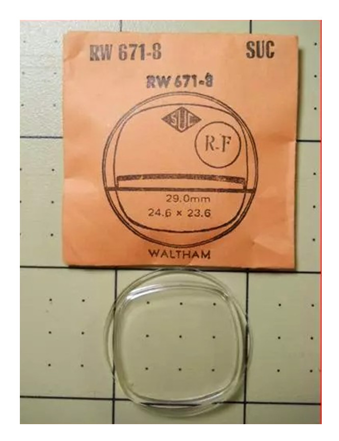 SUC RW671-8 R-F Watch Crystal For Waltham – 29.0 mm – 24.6 x 23.6 mm Replacement