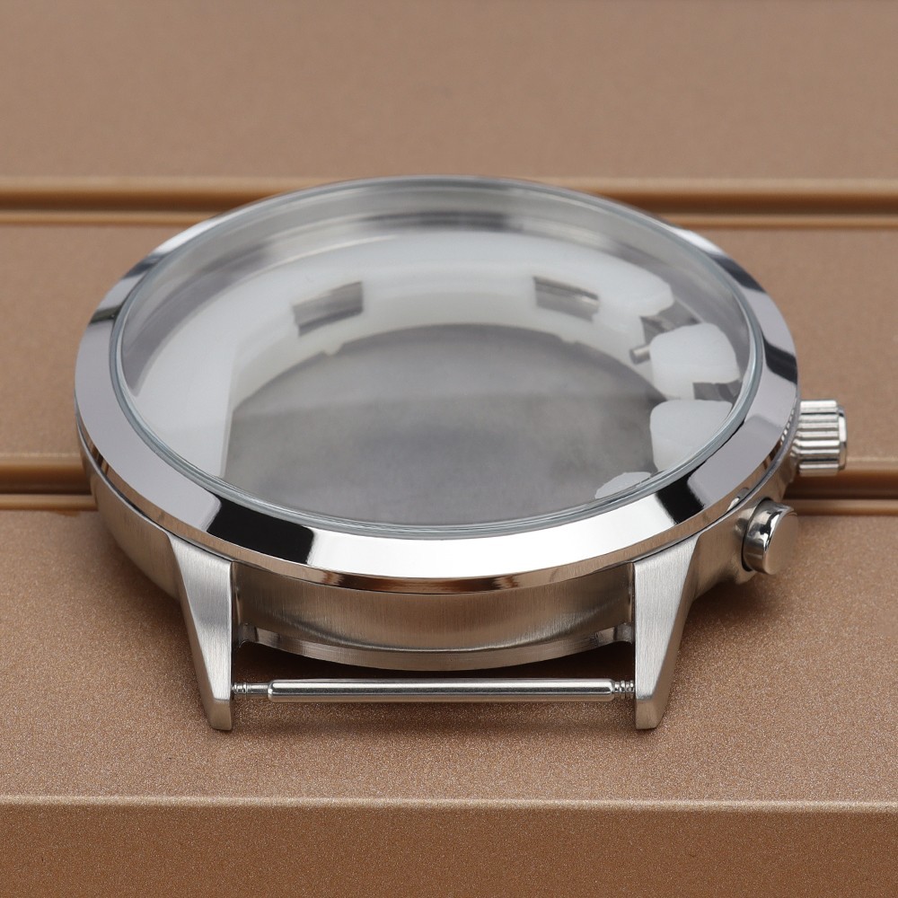 46.8mm Brushed Watch Cases Retro 316L Stainless 10ATM For Seiko VD53 Movement