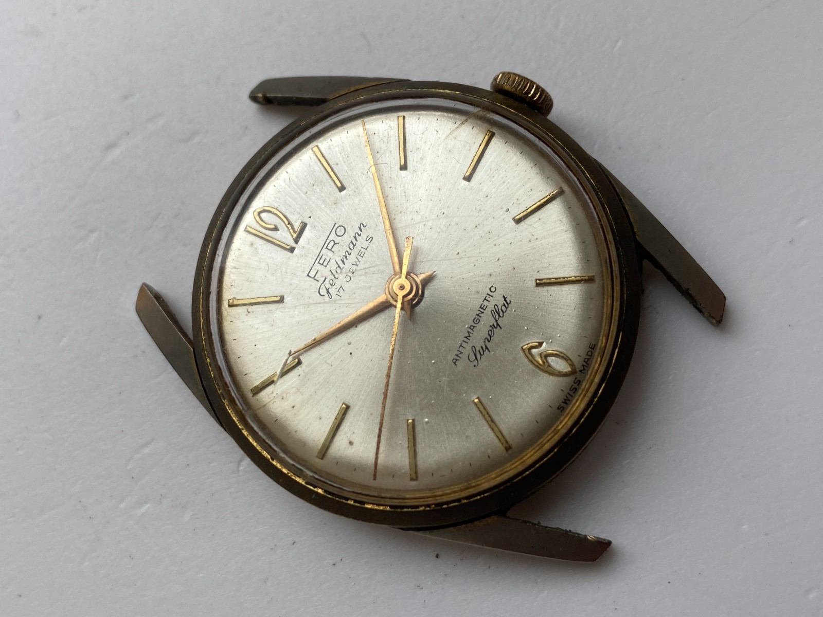 VINTAGE MEN WATCH FOR PARTS WORKING FERO FELDMANN SWISS EB 8800