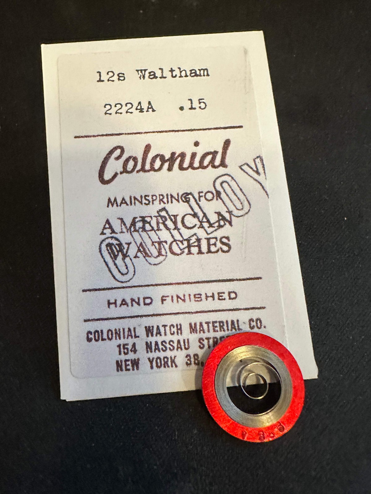 Colonial Mainspring for Waltham 12s Factory No. 2224A – Alloy