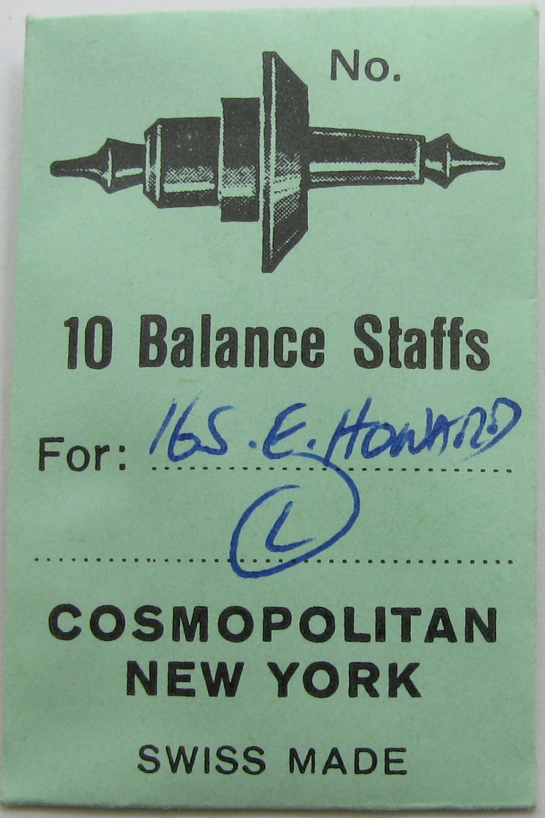 E. Howard 16s “L” staff balance #723 cosmopolitan NY