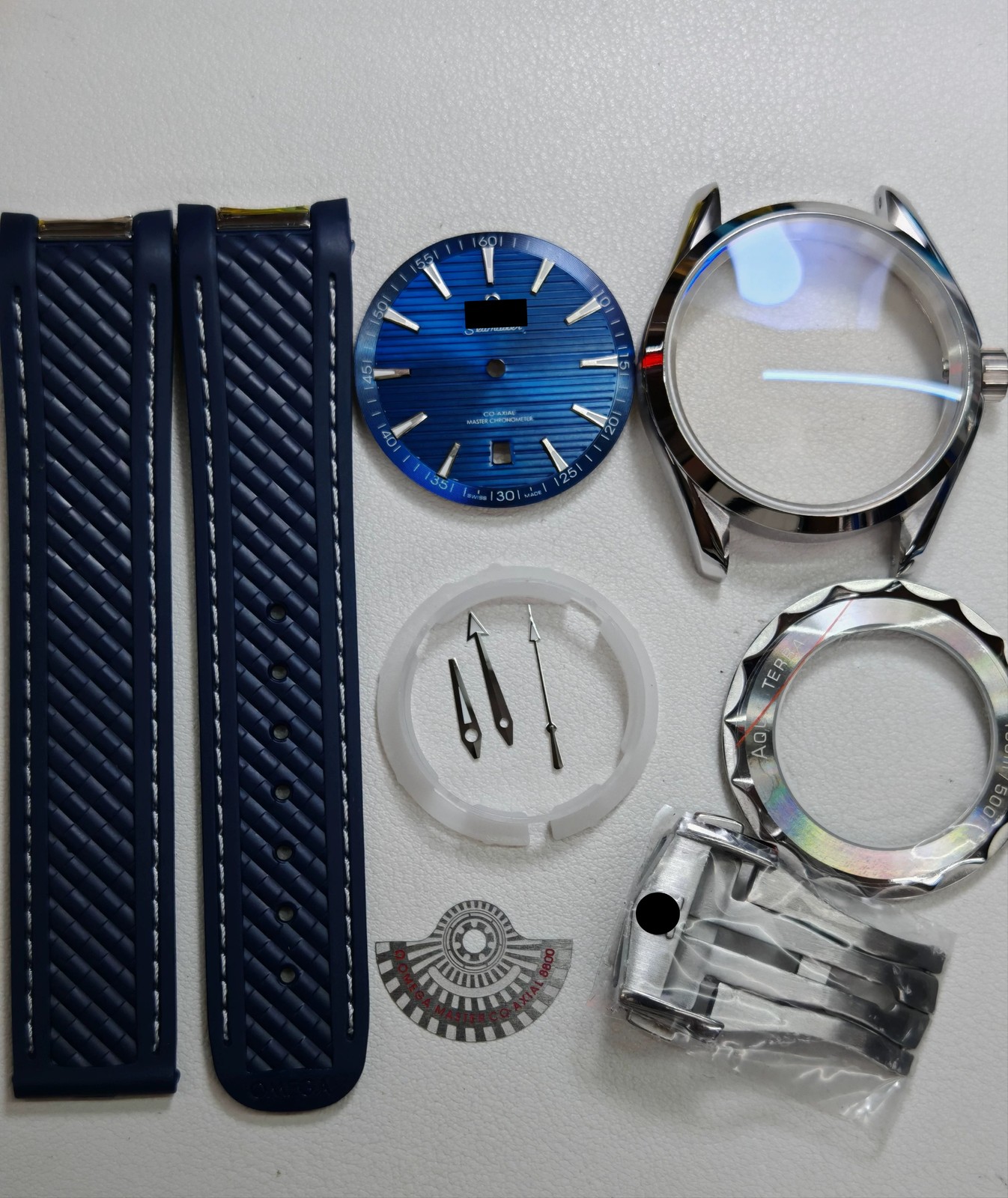 Watch Part Kit for Seamaster 8200 8215 2813 41mm Watch Case+Dial+Hands+Strap