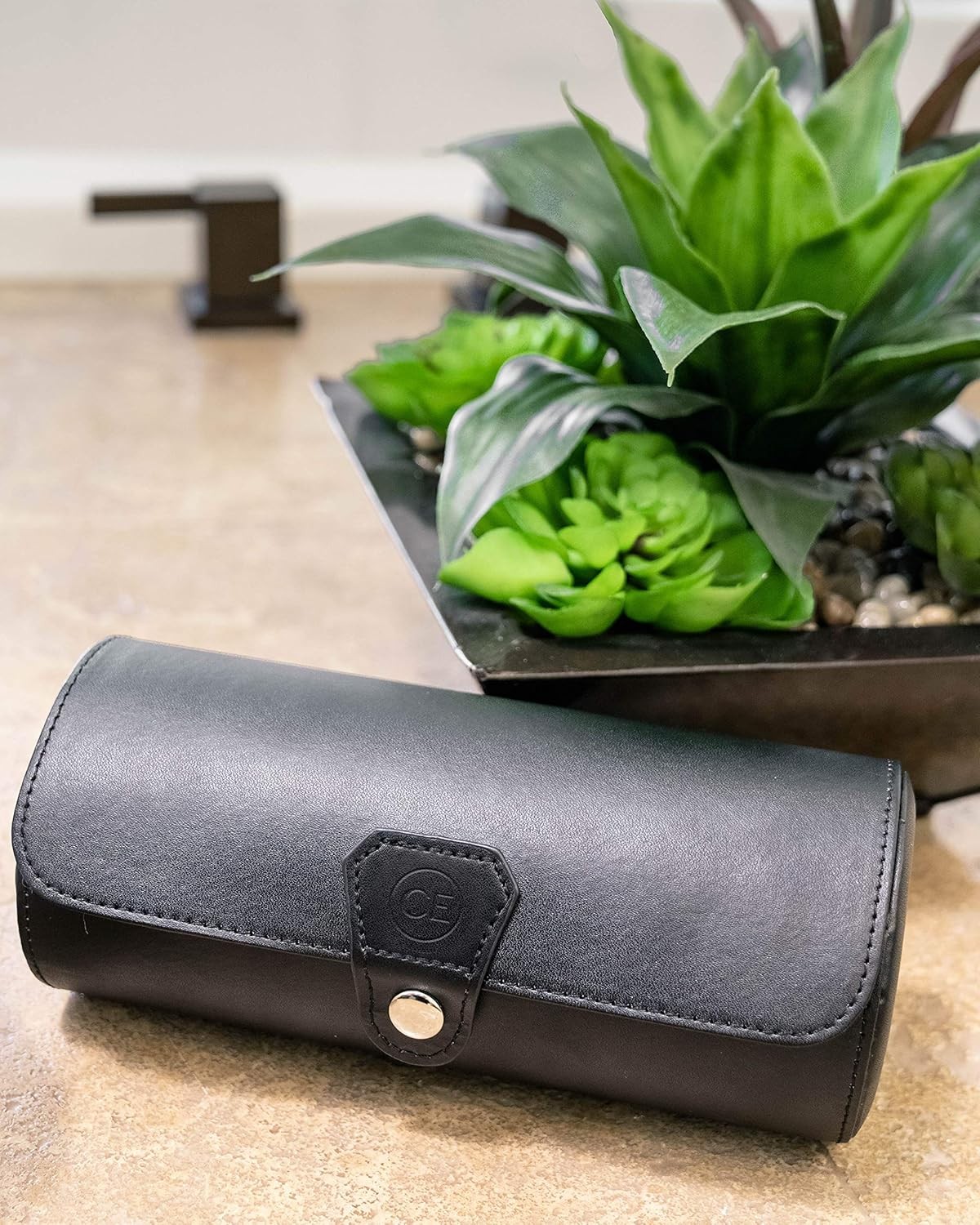 Case Elegance Travel Watch Case Roll Organizer for Men | Vegan Faux Leather