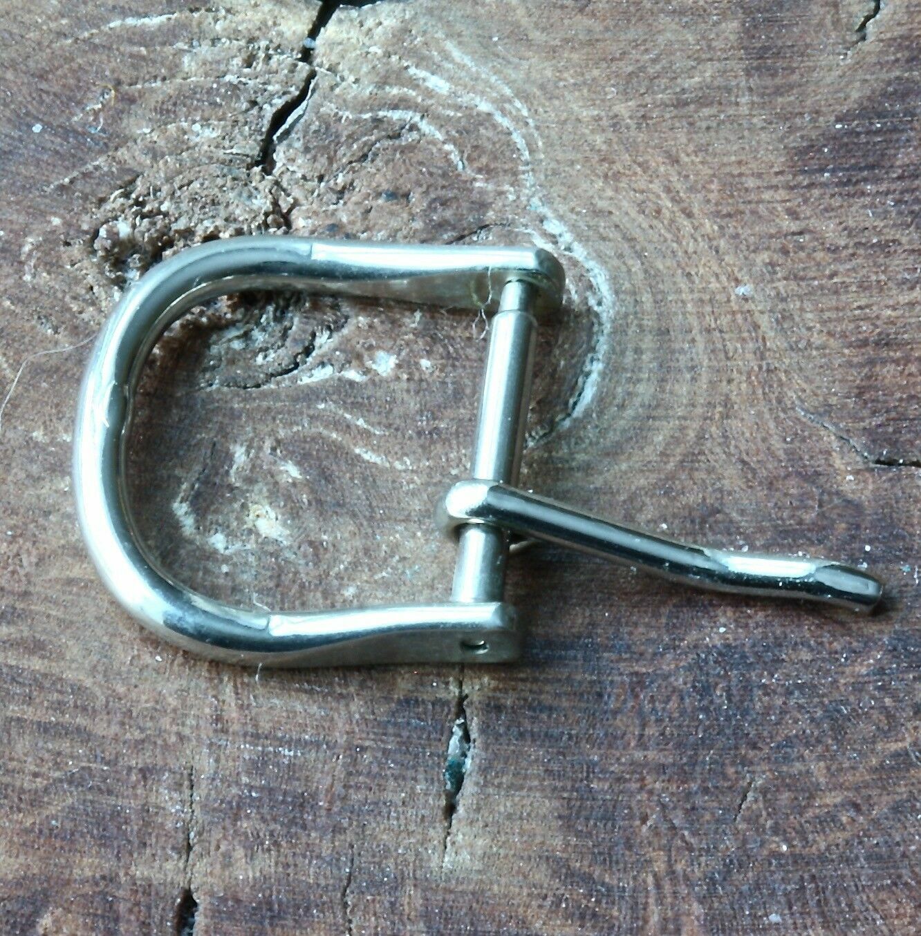 Rounded vintage nickel steel watch strap buckle 14mm opening NOS 1950s 14mm size