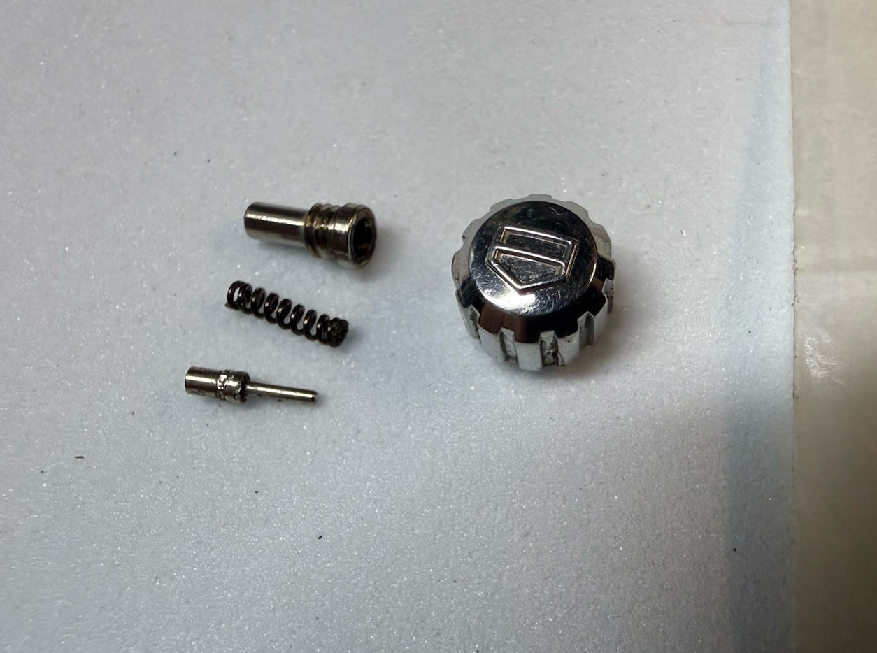 Tag Heuer Watch Crown And Parts, Marked KY 1218, 6.61mm x 5.12mm Parts Or Repair