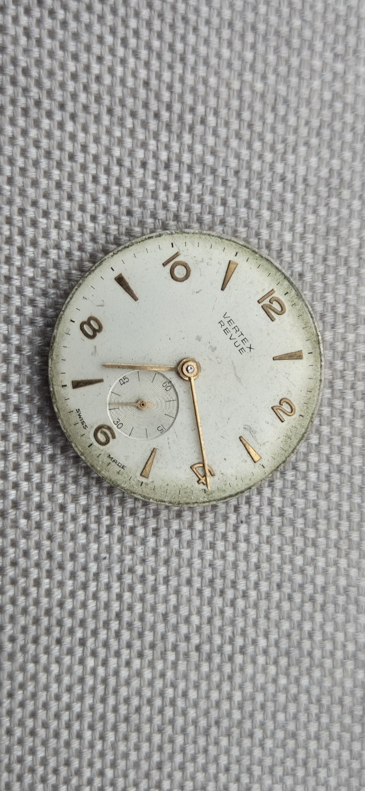 Vertex REVUE cal. 76 Mechanical Watch Movement, Dial & Hands – WORKING