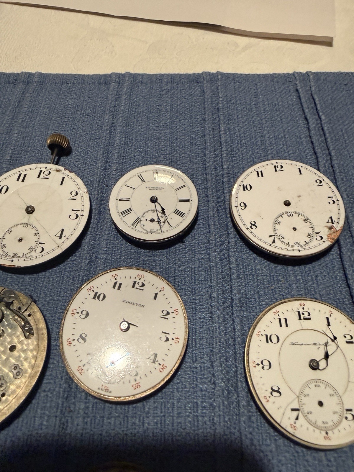 Lot of 15 Antique Pocket Watch Movements Elgin Hampden NY Standard Parts Repair