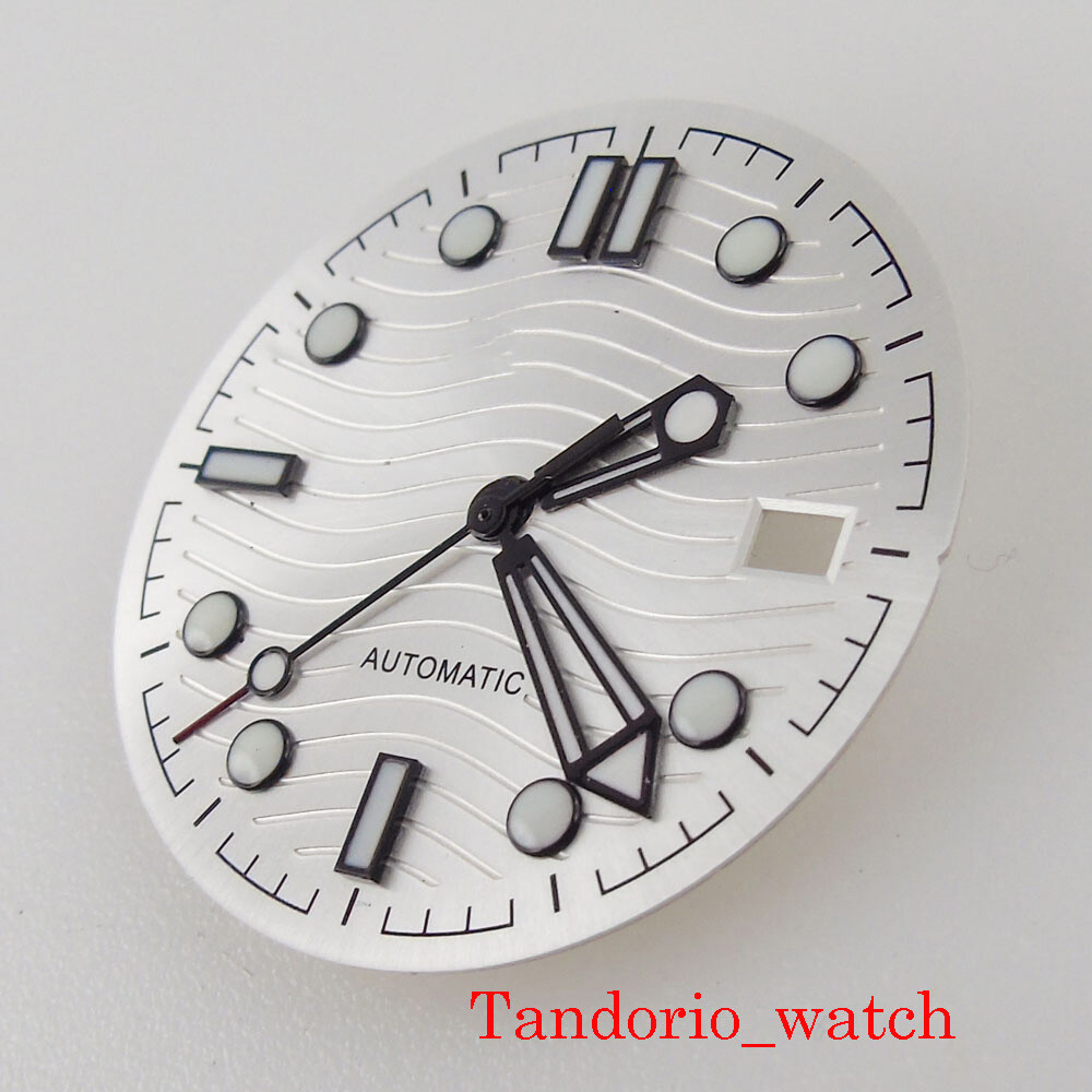 Bliger 31mm White Dial Hands Set Parts For 24 Jewels NH35 Movement Top Quality