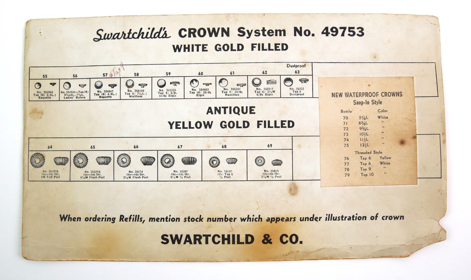 Swartchild Assortment #49753 Wrist Watch Crowns (Pick A Size)