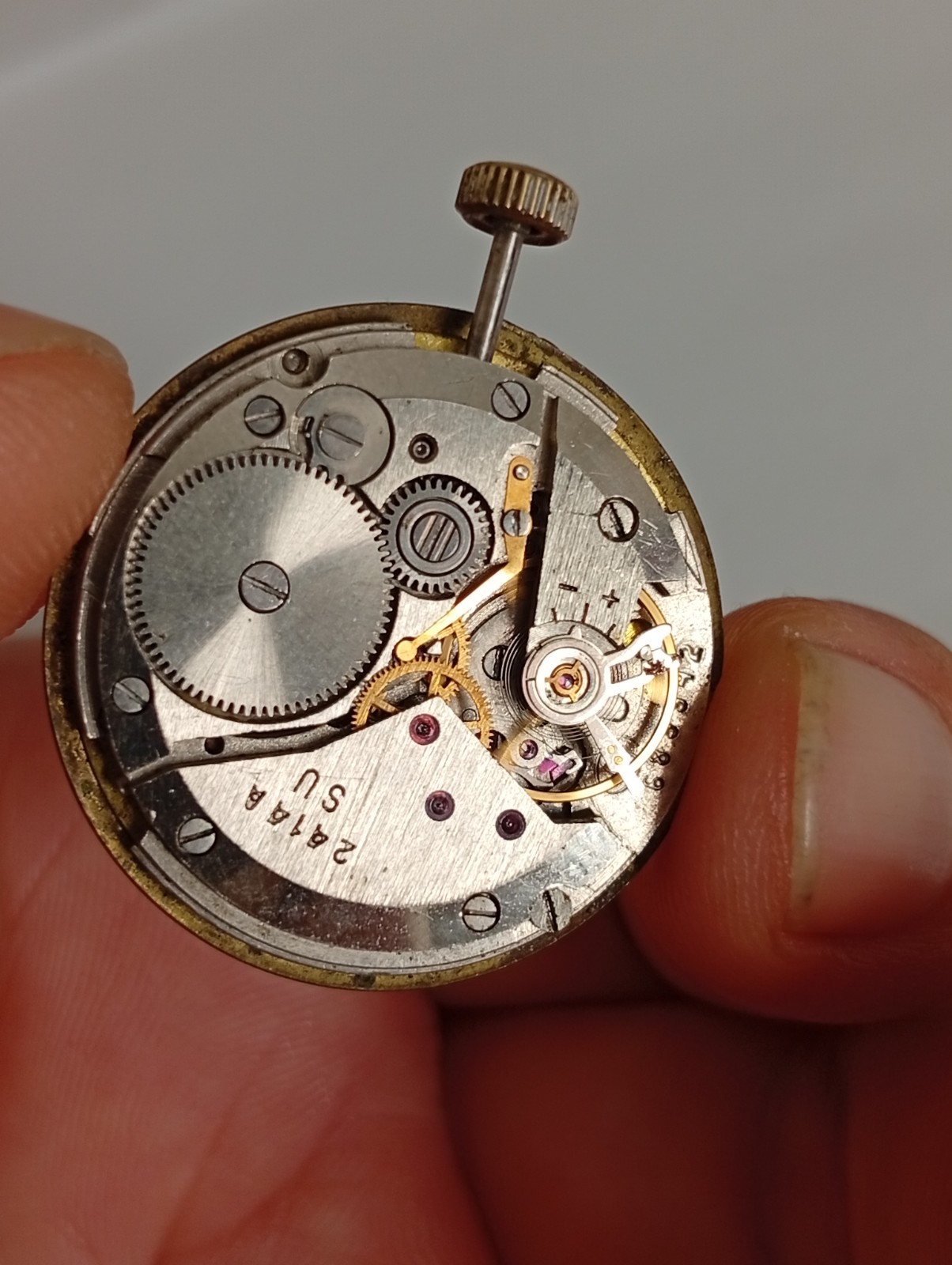 Vintage Soviet Vostok 2414A Watch Movement with Dial & Hands – USSR