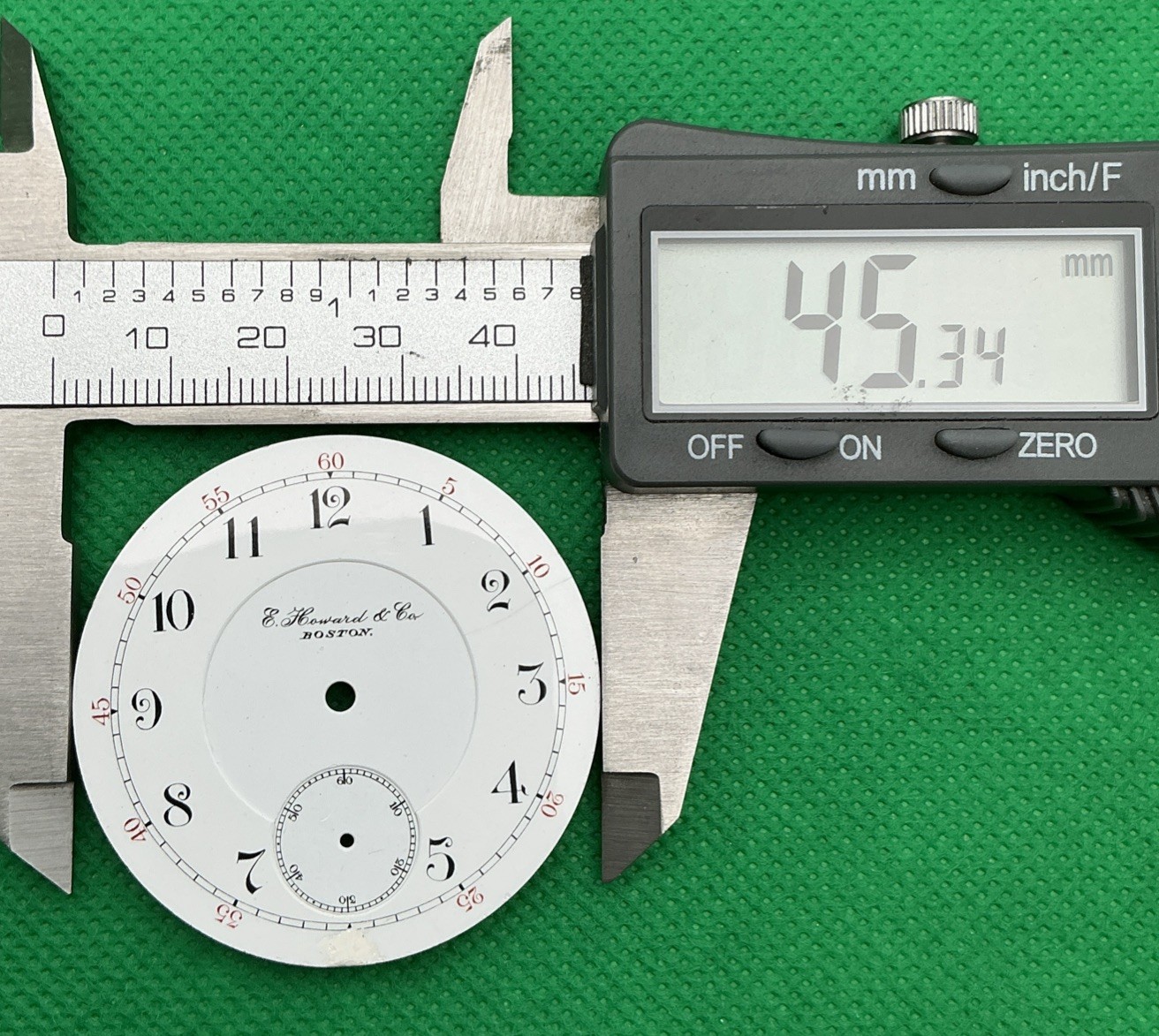 E. Howard & Co Boston 18s Double Sunk Enamel Pocket Watch Dial White (J27)