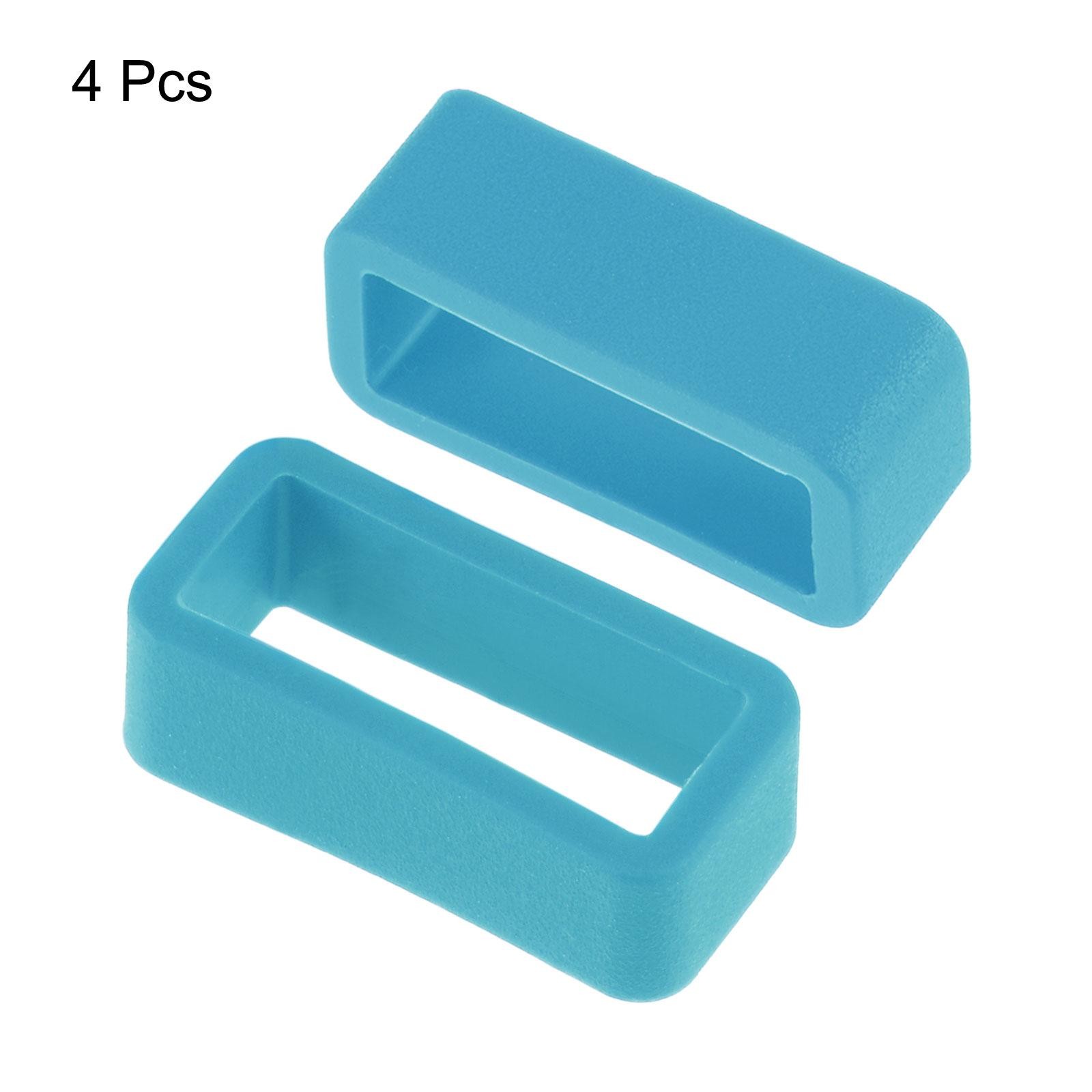 Watch Band Strap Loops Silicone for 16mm Width Watch Band, Turquoise Blue 4 Pcs
