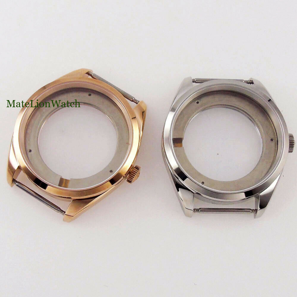For Miyota 8215 DG2813 40mm Polished Sapphire Watch Case 316L Silver/Rose Gold