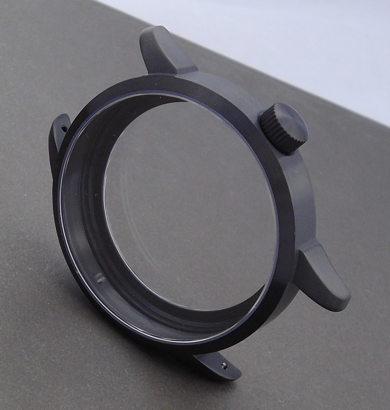 316L ST.STEEL WATCH CASE ETA UNITAS 6497 OR 6498 MOVEMENT PVD BLACK SAPPHIRE NEW