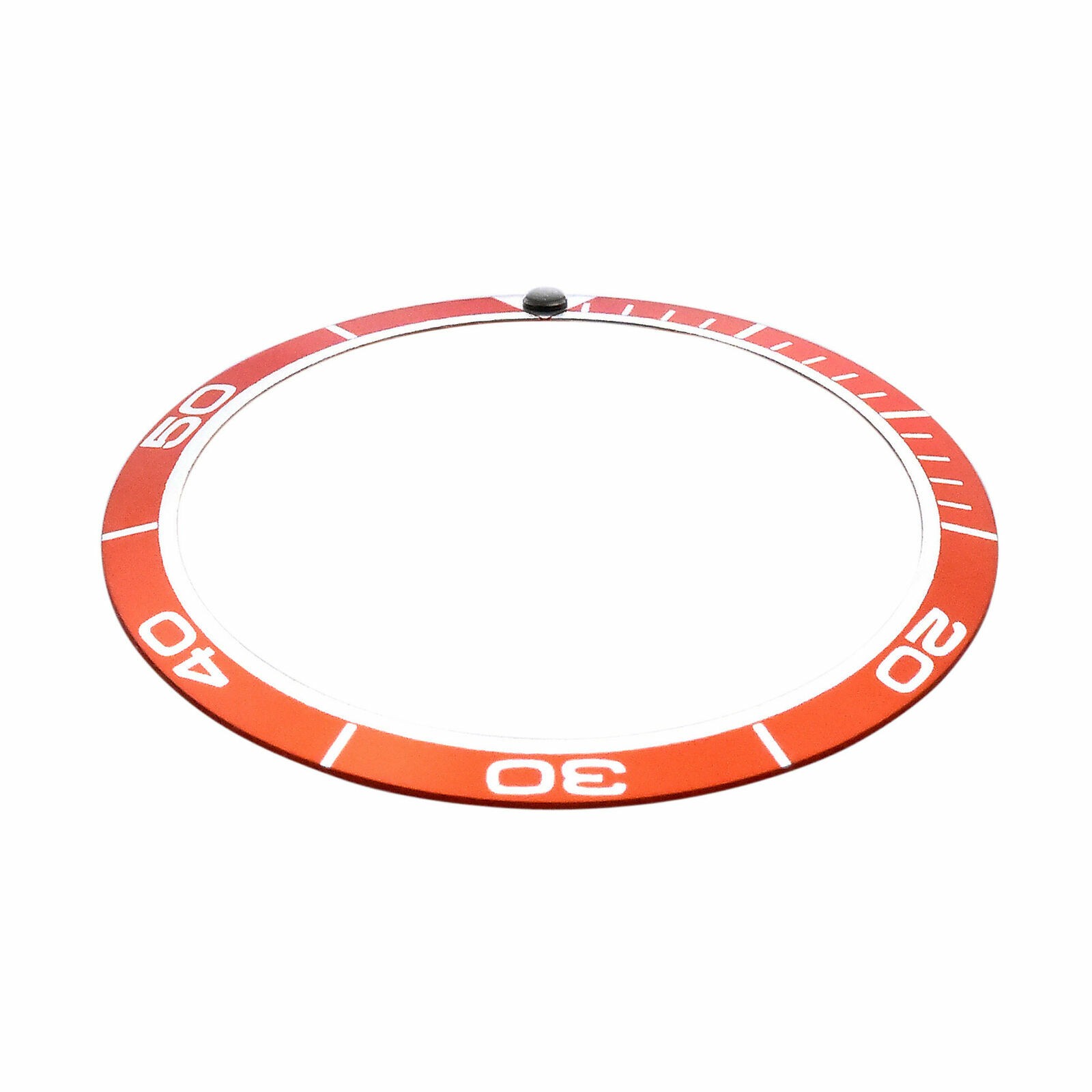 Orange Aluminum Replacement Bezel Insert 41.30mm x 33mm Silver Numbers
