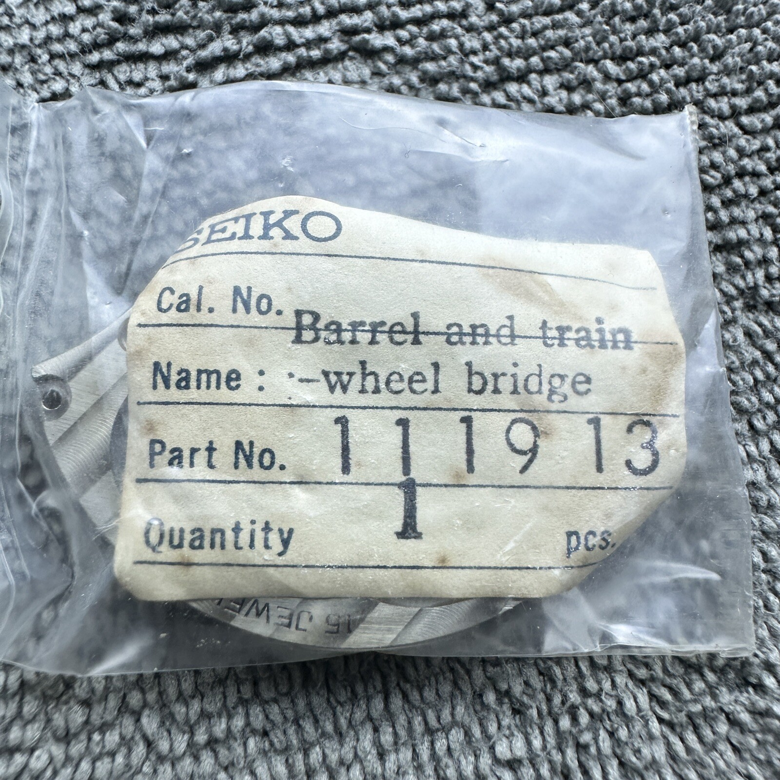 NOS BARREL BRIDGE FOR VINTAGE SEIKO RAILROAD POCKET WATCH 9119A / 111913