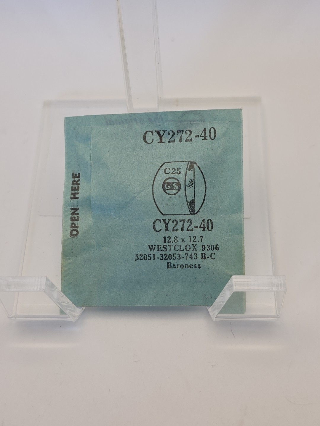 G-S Watch Crystal CY272-40 Westclox 9306 32051-32053-743 B-C Baroness