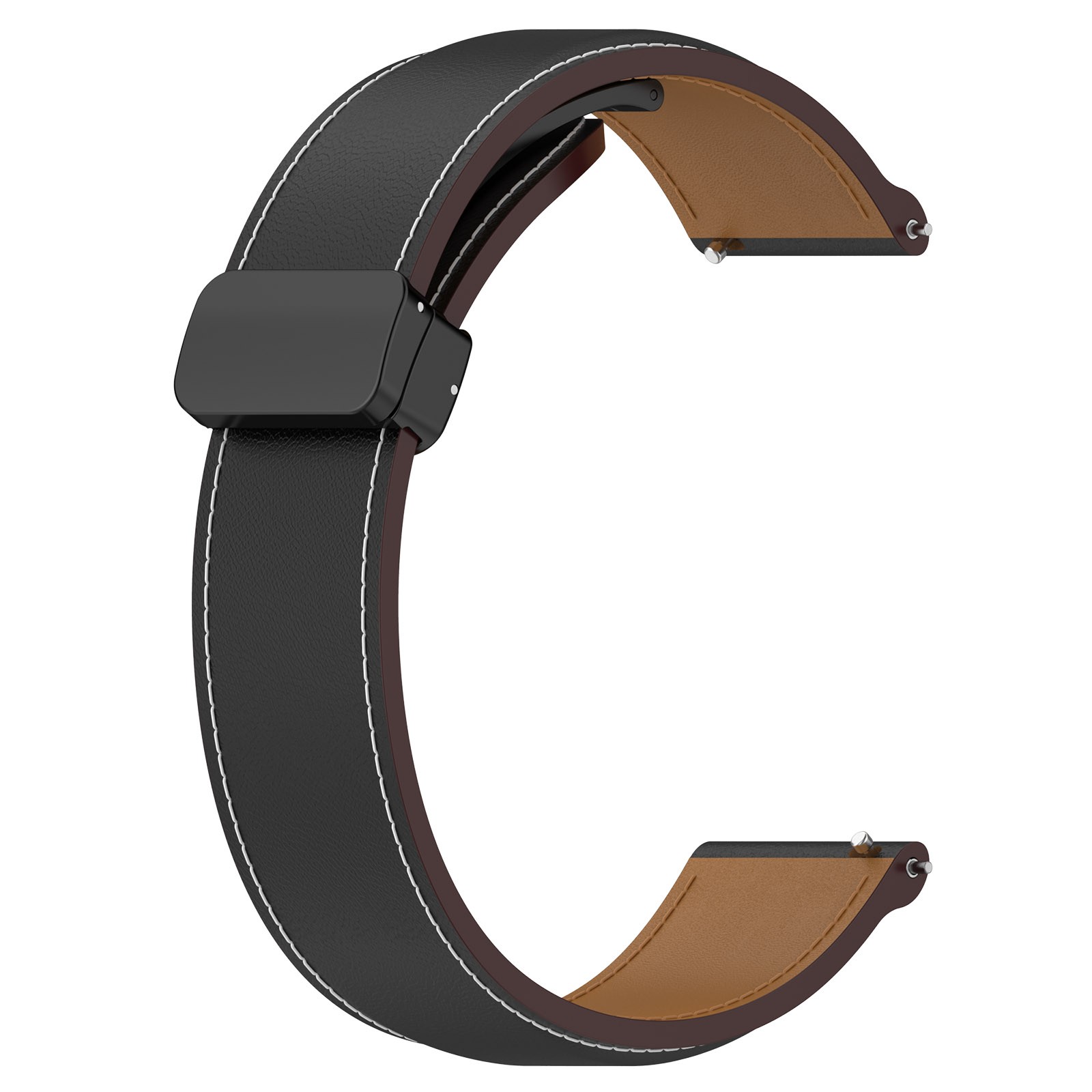 Leather Watch Strap with Folding Buckle for Huawei/Samsung Galaxy/Amazfit Series