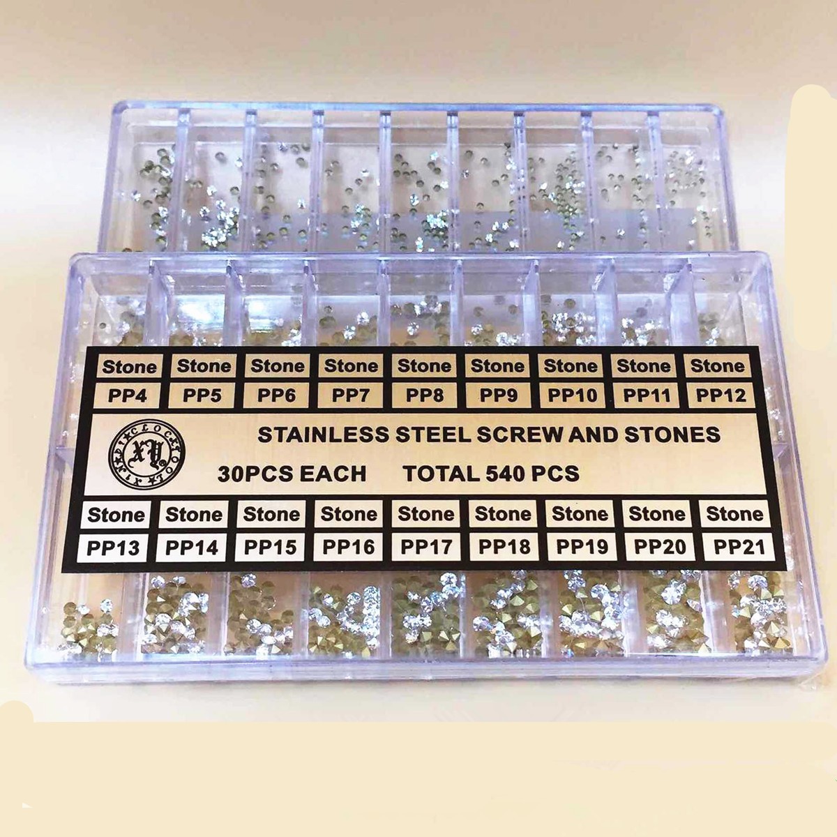 540Pcs Watch Rhinestone Replacement Acrylic 18 Sizes Watch Repair Tools