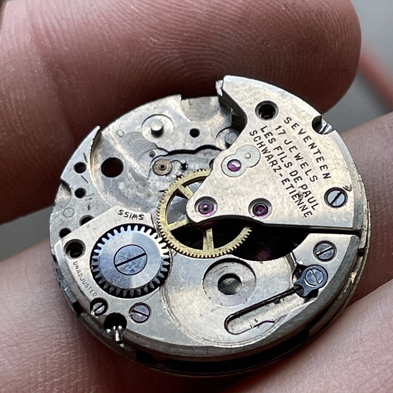 Vintage Schwarz-Etienne Seventeen Jewel Unadjusted Movement