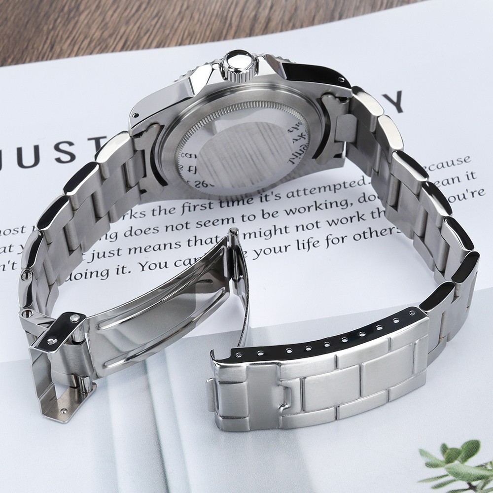 39mm SUB Watch Case+Oyster Bracelet Stainless 10ATM Domed For Seiko NH35 34 NH36