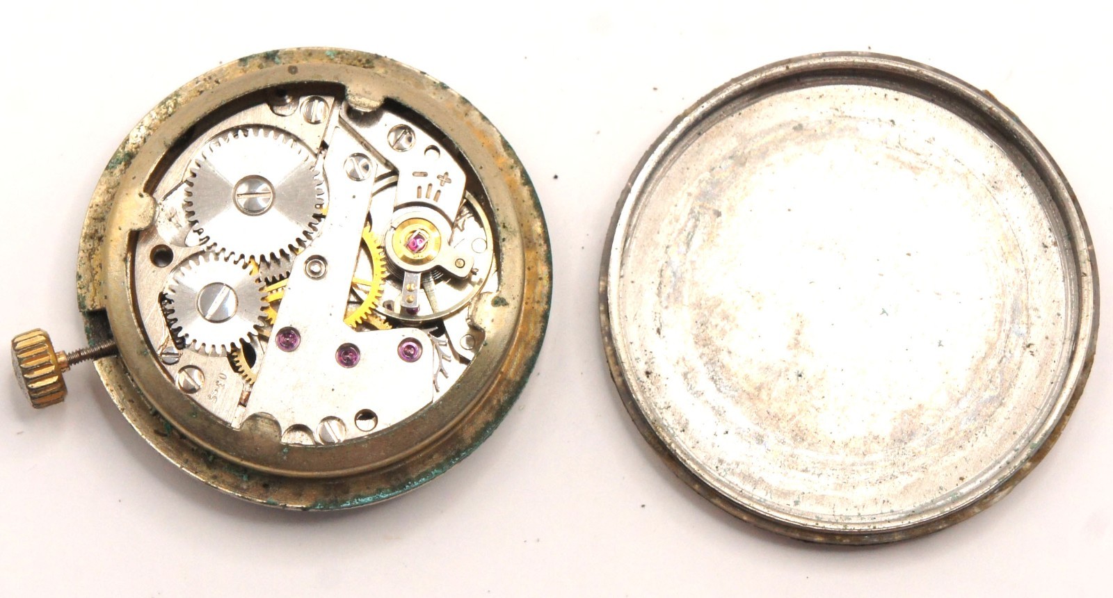 Jaz Vintage French Watch Movement Cupillard FE 233-68 Base Runs Well For Parts