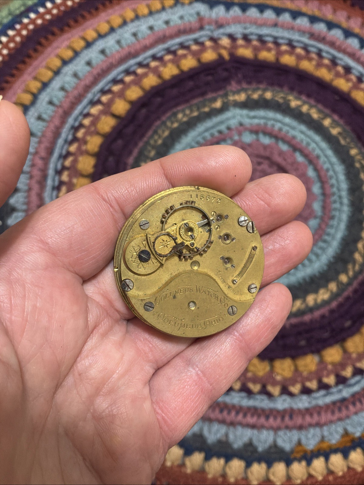 Antique Columbus Watch Co. 18s Pocket Watch Movement For Parts or Repair