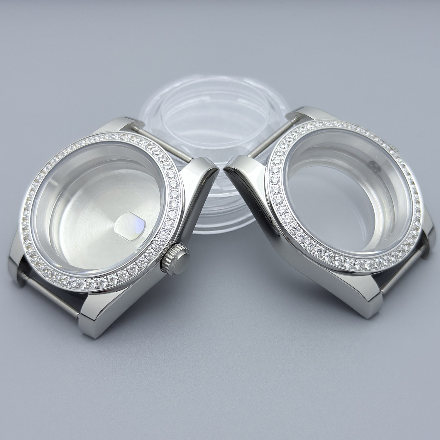 36mm/39mm Diamond-set Stainless Watch Case Sapphire For NH35 NH36 Movement Parts