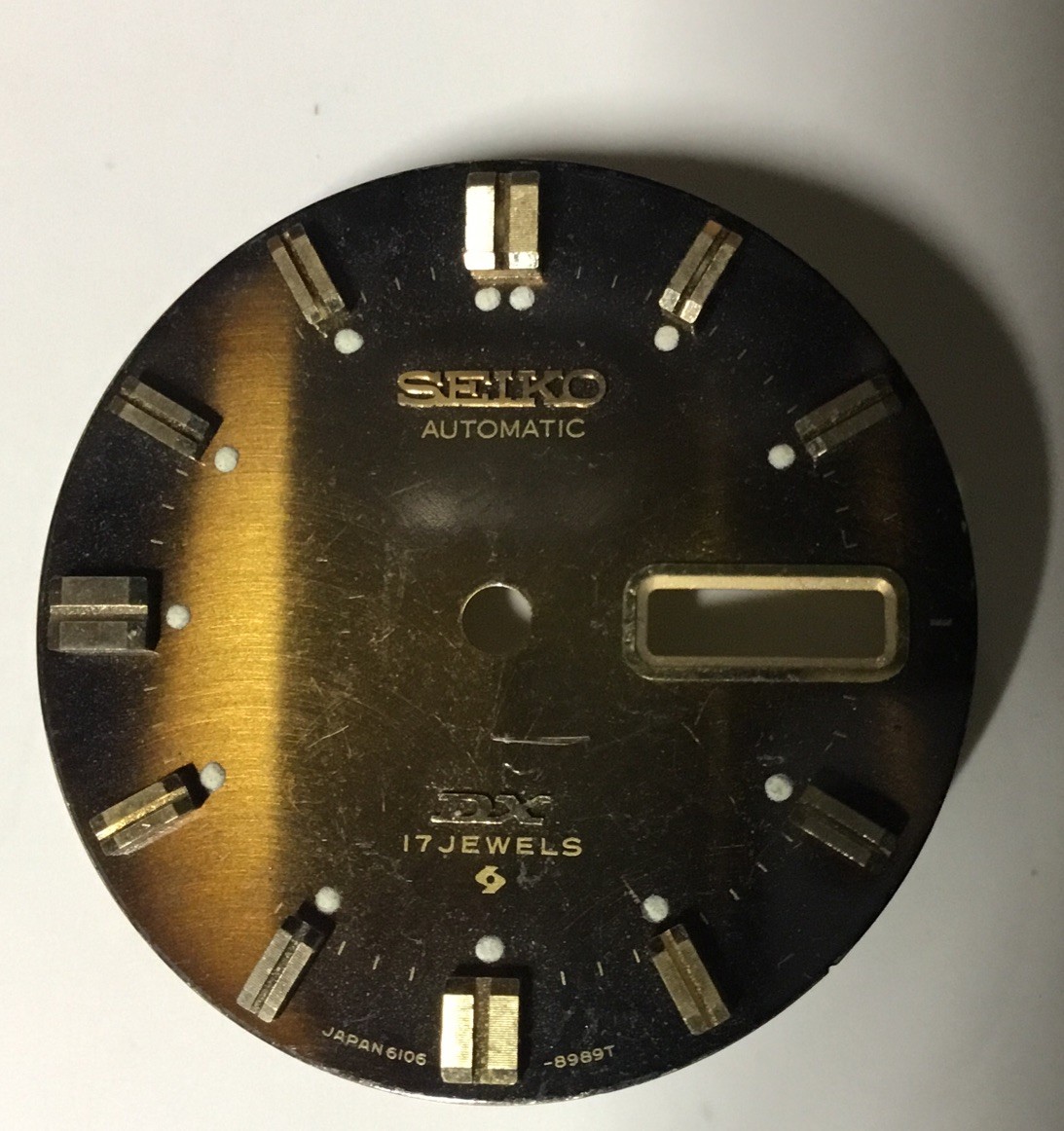 Beautiful Vintage SEIKO 17J DX 6106-8989 Brown Two Tone Watch Dial