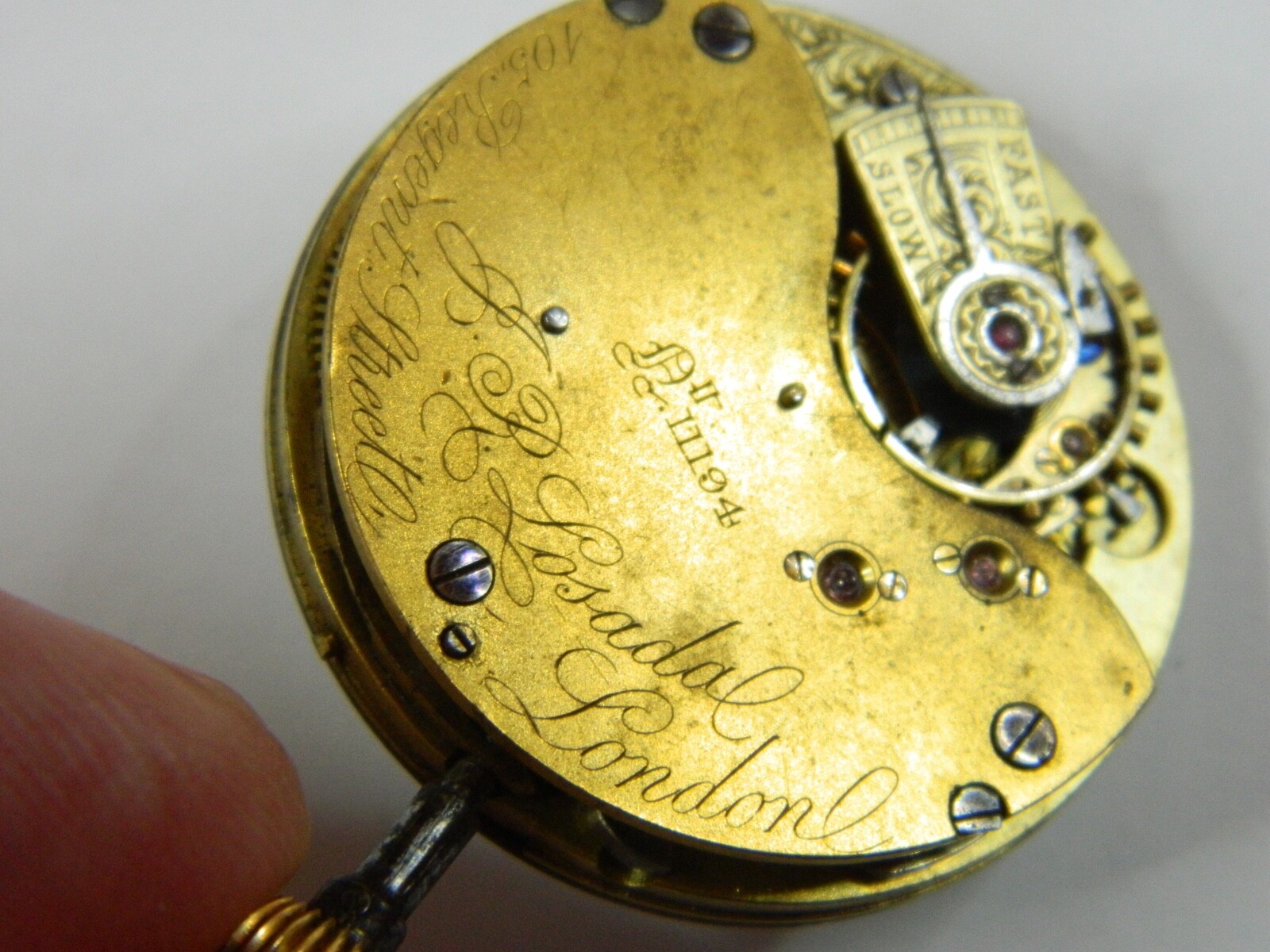 VINTAGE 36mm JR LOSADA ENGLISH LONDON POCKET WATCH MOVEMENT – REPAIR