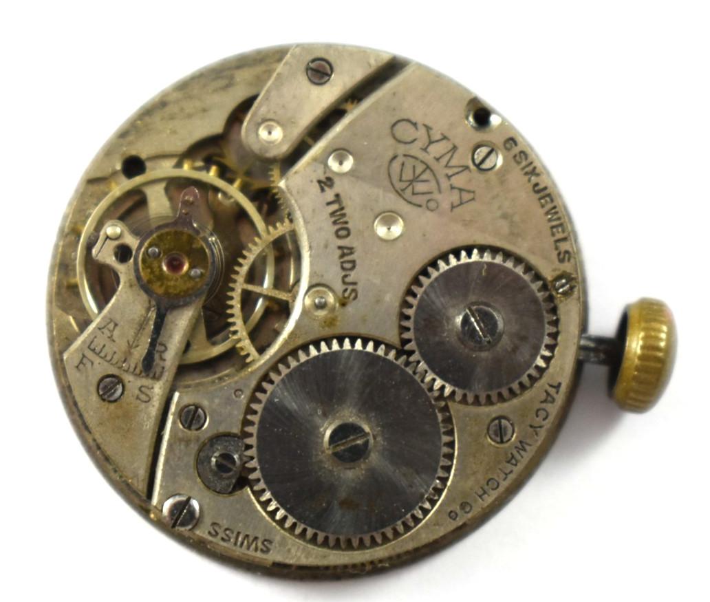 Vintage Cyma Tacy Watch Co Mechanic 6J Trench Wrist Watch Movement lot.wi