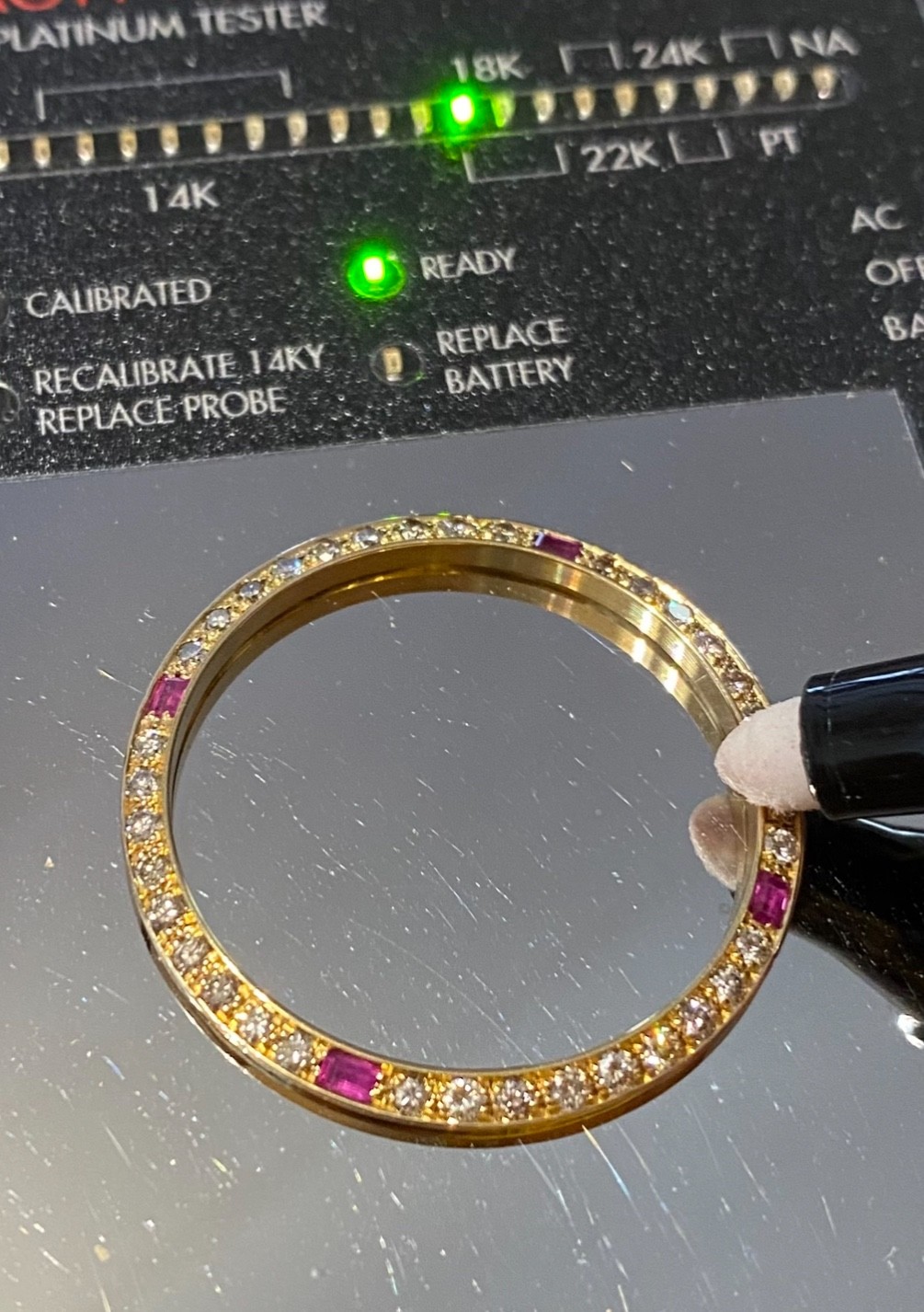 18K Gold Diamond BEZEL With 4 Rubies FOR ROLEX Mens 36MM President Watch #21#