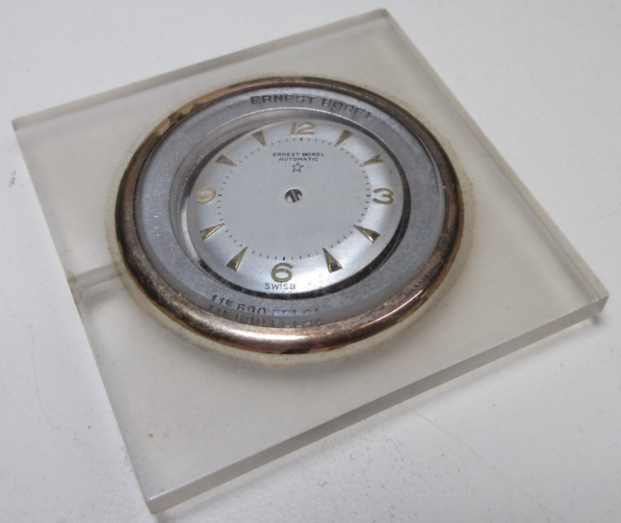 VTG ERNEST BOREL LUCITE WATCH CASE DIAL & CROWN WATCHMAKER SALESMAN SAMPLE #21