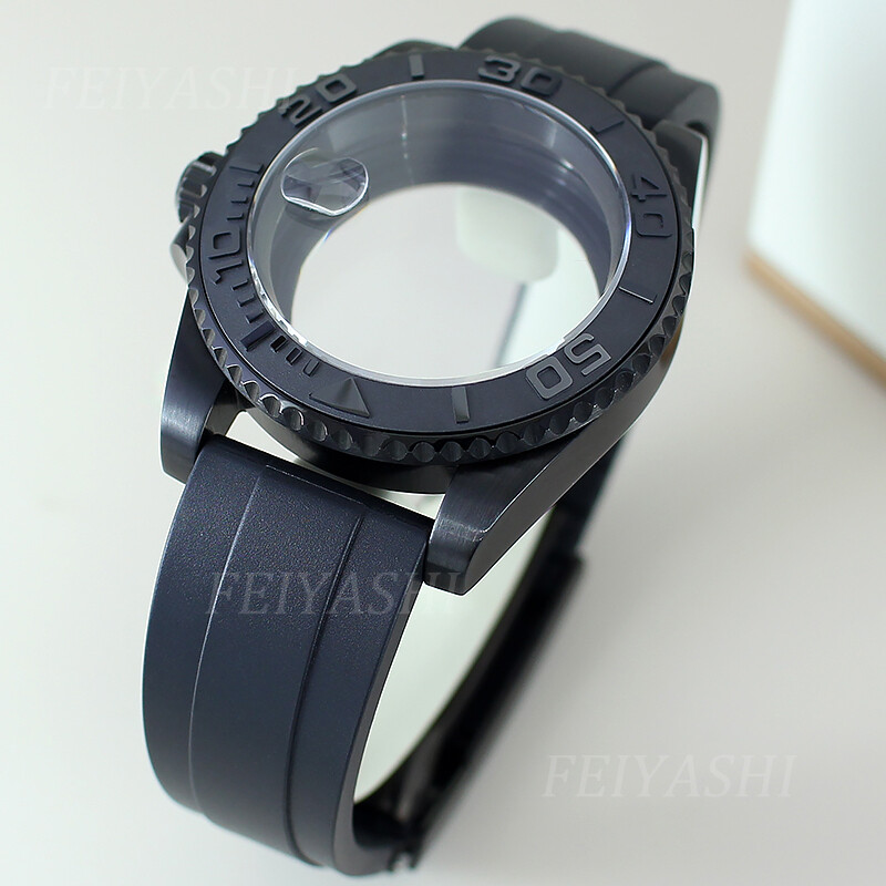 40mm Yacht Watch Case+ubber Strap Sapphire Glass For Seiko nh35/36 2824 Movement