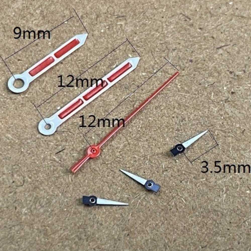 Silver+black Trim Red Painted Watch Hands for Miyota OS10 OS20 OS30 Movement