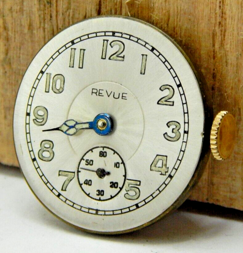 Vintage Libela 17 jewel wrist watch movement with dial hands & crown stem combo