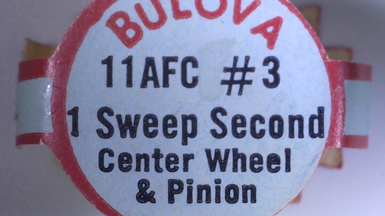 Bulova 11AFC Center Wheel Pinion Sweep Second Wheel, Gold Steel Brass