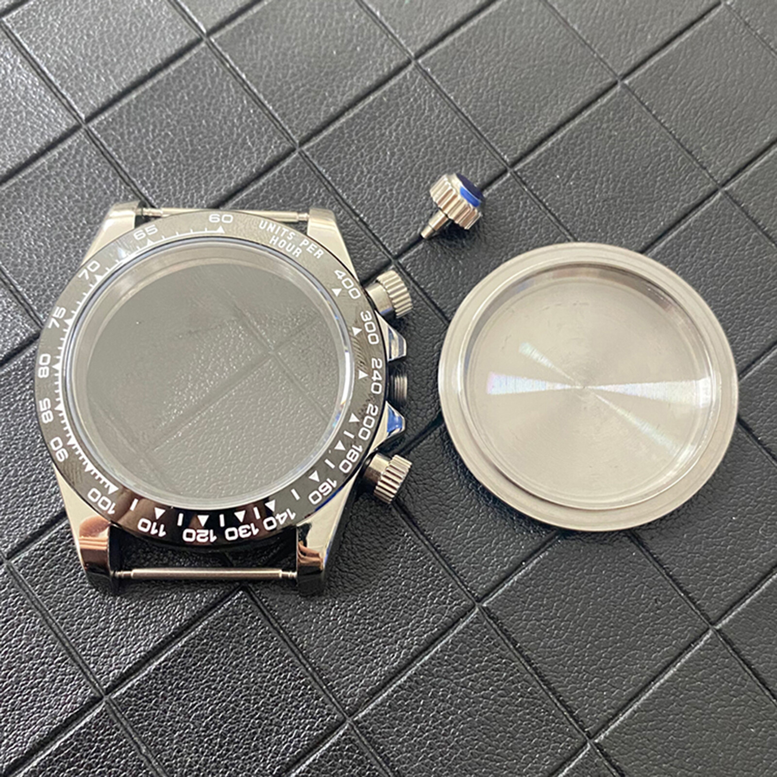 39MM Stainless Steel Ceramic Bezel Watch Case Strap for VK63 Quartz Movement