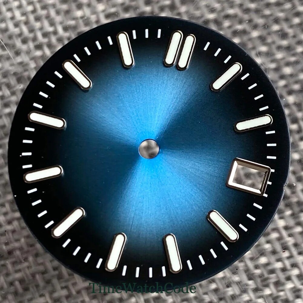 Sunburst Watch Dial Face for NH35 NH36 NH38 Movement Luminous Black Blue 29mm