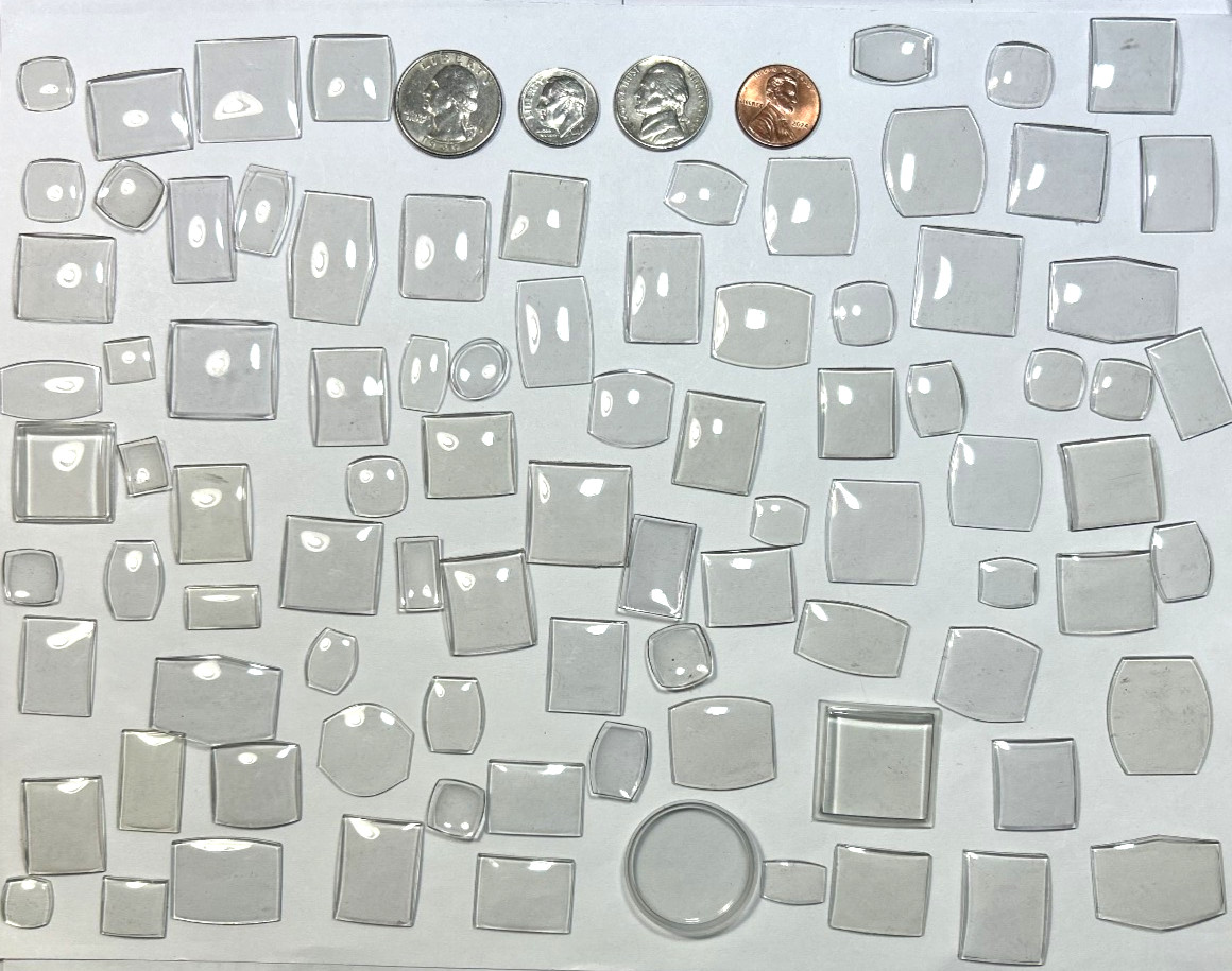 100 VINTAGE MEN’S & WOMENS PLASTIC WATCH CRYSTALS LOT Z