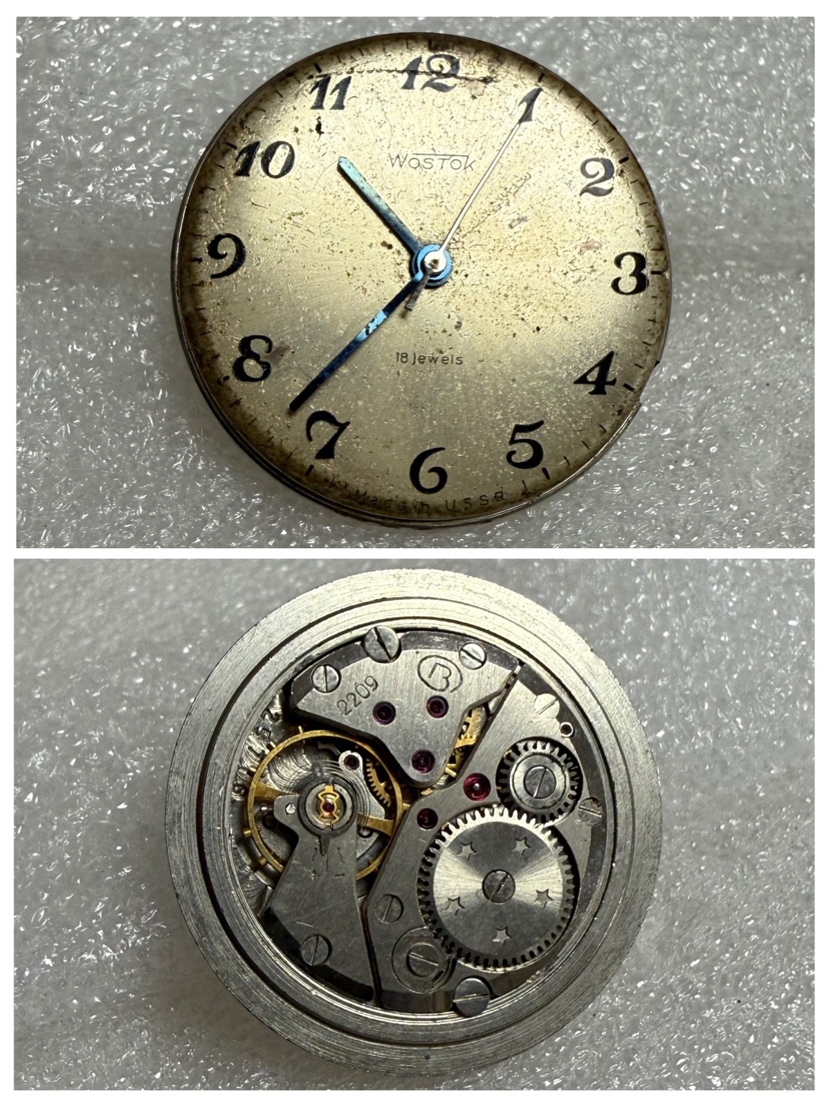 VINTAGE Vostok Wostok Cal. 2209 USSR SOVIET watch Movement. FOR PARTS