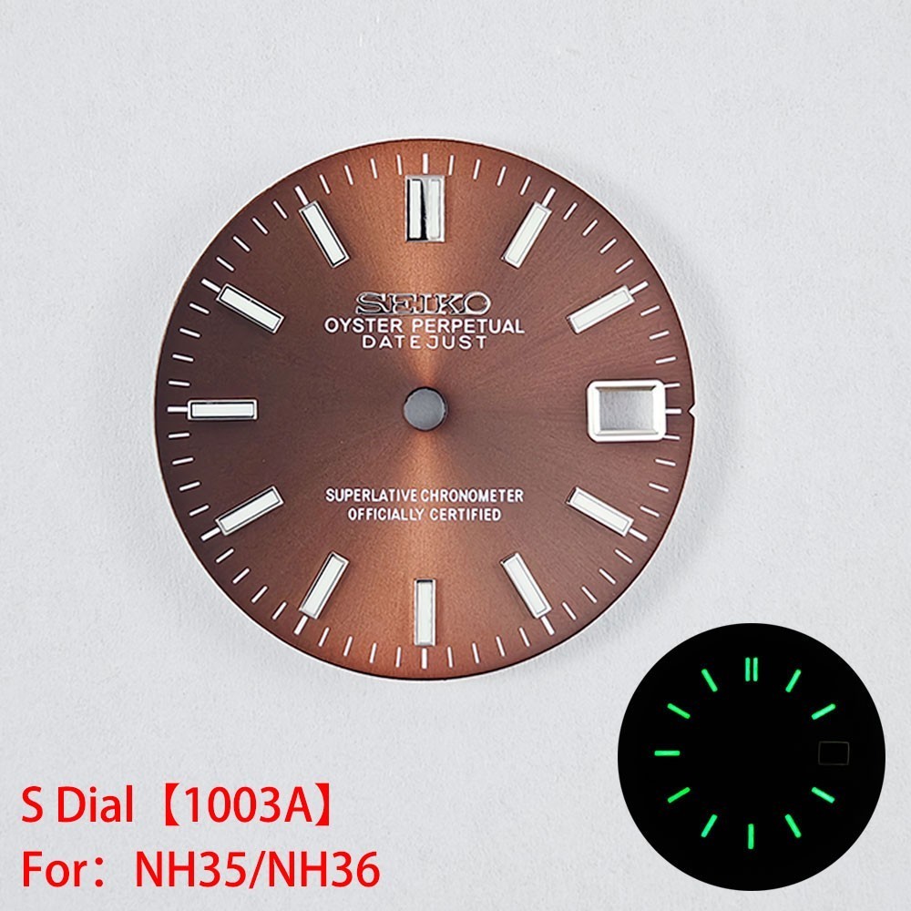 28.5mm Sunburst Watch Dial Green Blue Luminous Date Fit Nh35 Nh36 Movement