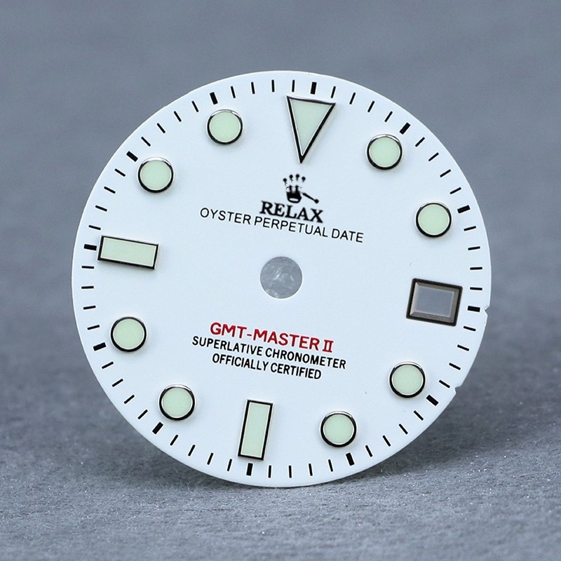 28.5mm GMT Watch Dial Blue Green Luminous For Nh34 Movement Watch Parts