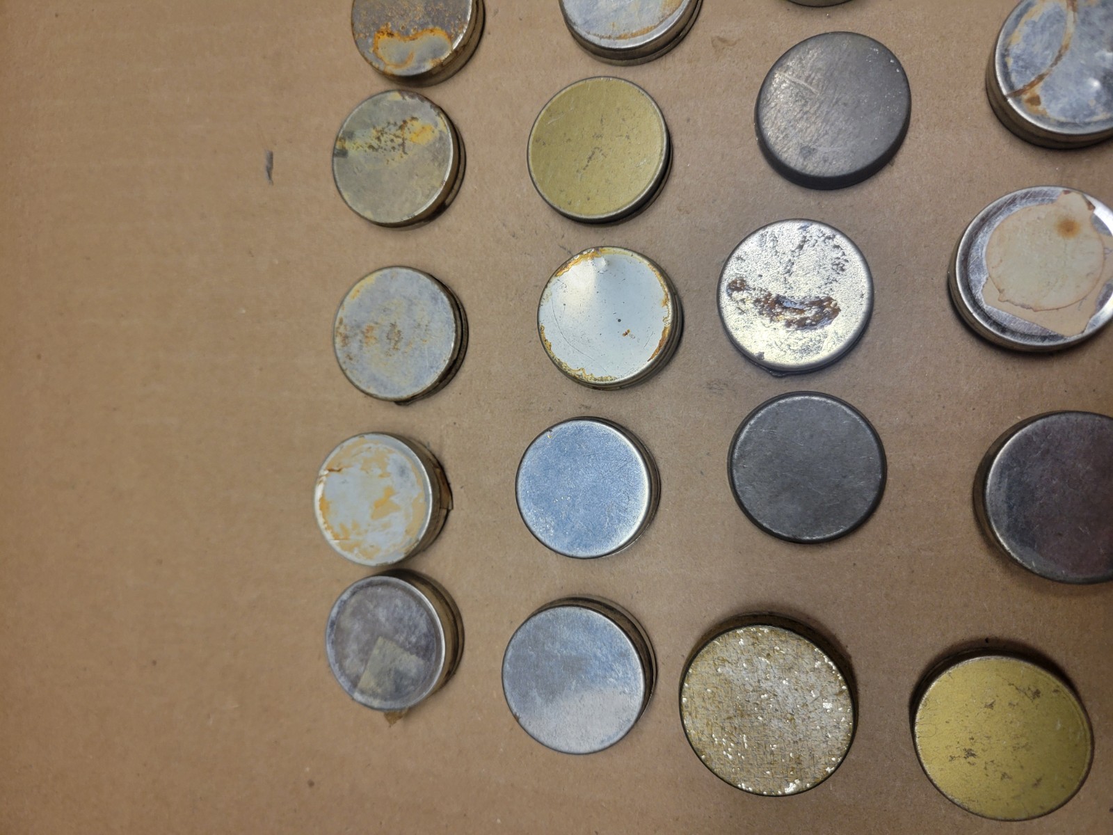 42 Watchmaker Tins for Parts or Movements Complete with Lids 1 1/4” Wide LT4