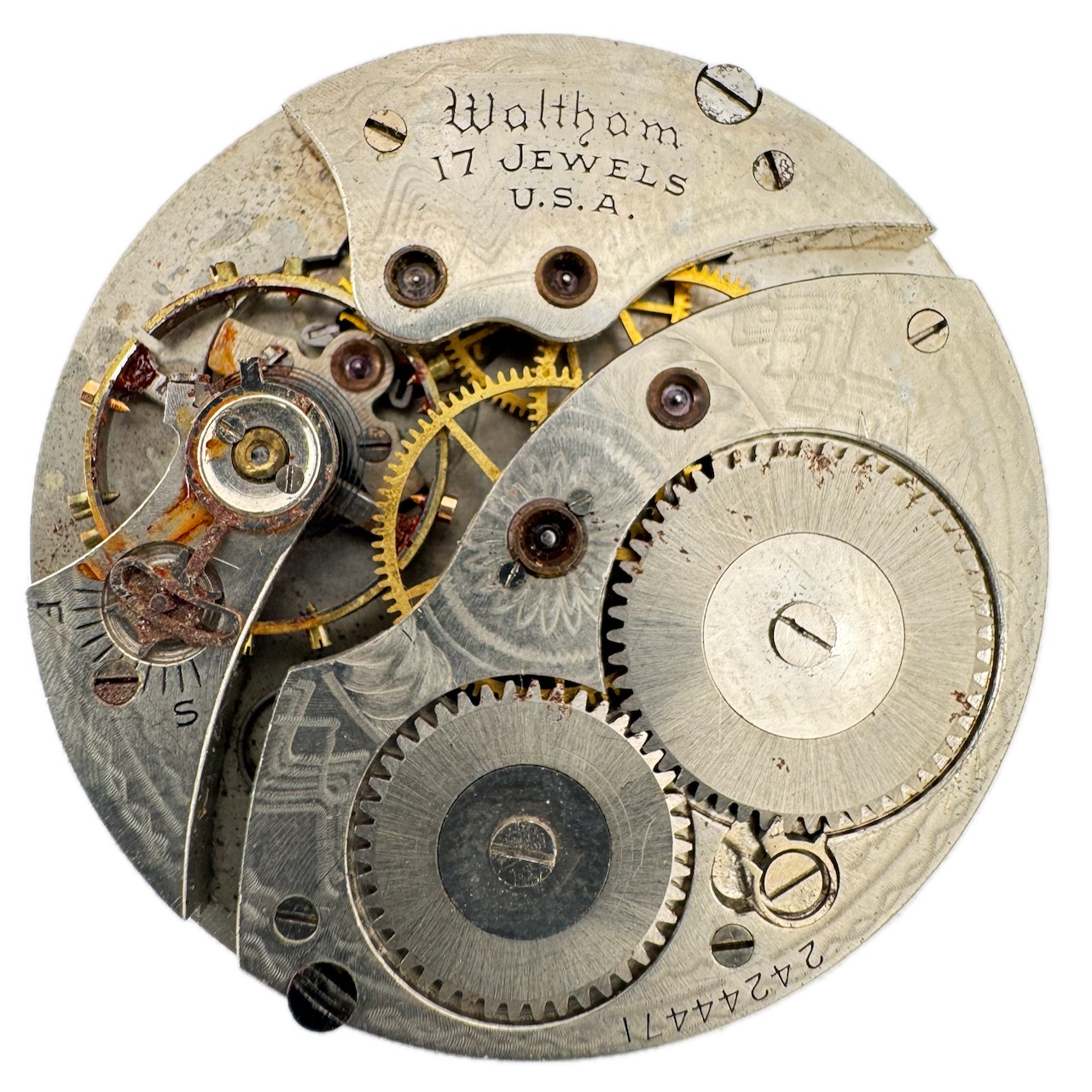 Antique 12s 1922 Waltham 1894 17J Mechanical Openface Pocketwatch Mov’t No. 225