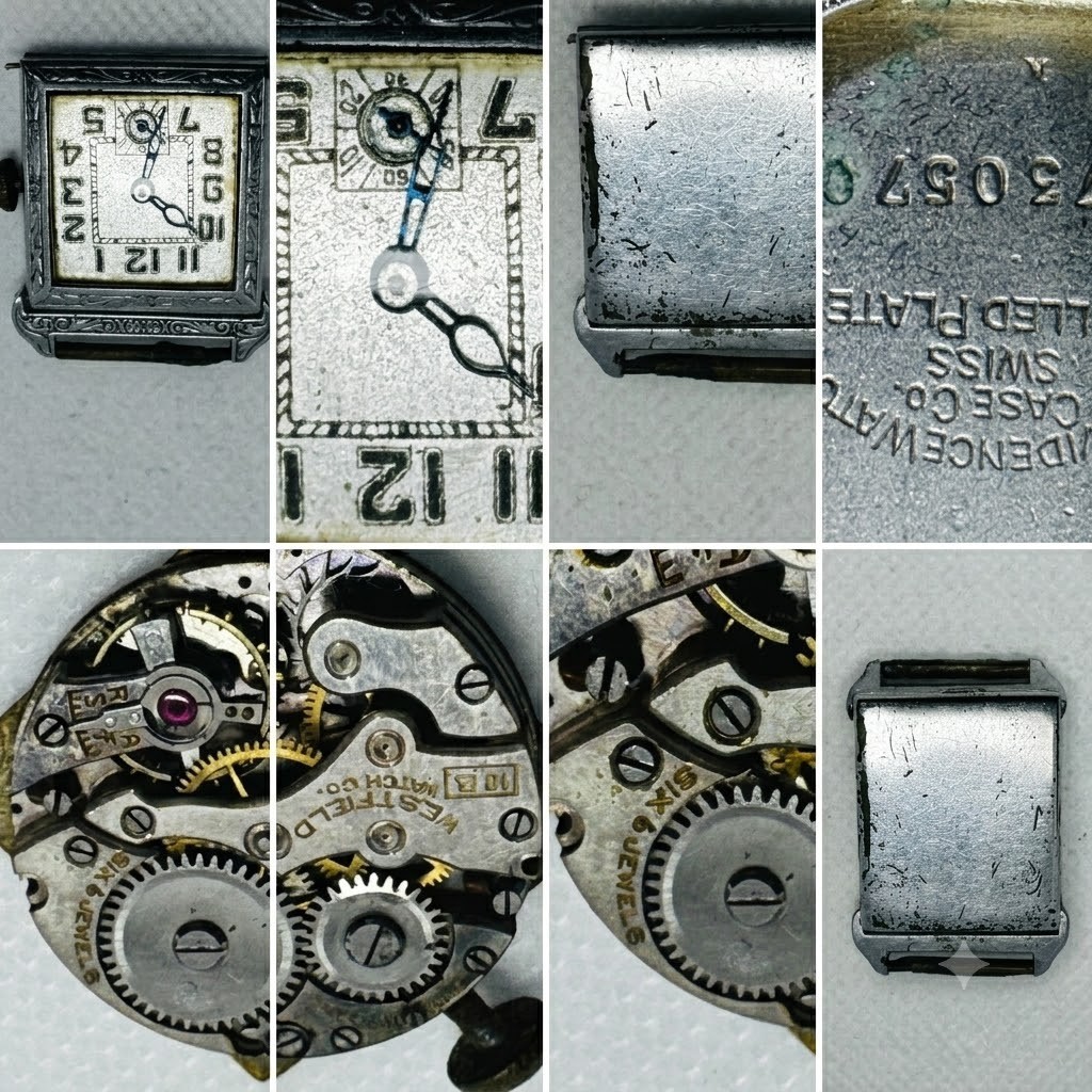 Vintage Watch Movement & Dial Parts Lot: Vulcain Waltham Bulova Elgin and more